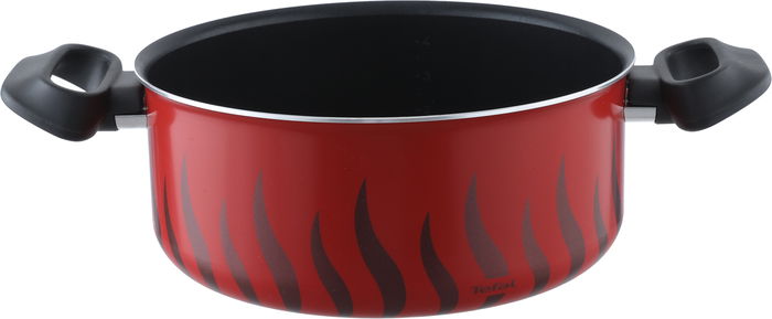 Tefal New Tempo Flame Titanium Coated Saucepan with Handles and Lid, 24cm - Red product image 3