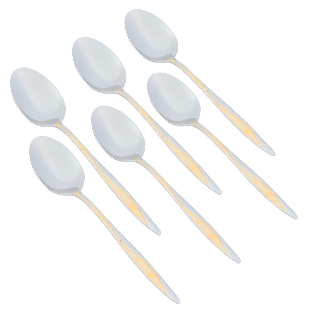 Al Saif Gallery steel tea spoons, square pattern, 6 pieces - silver product image
