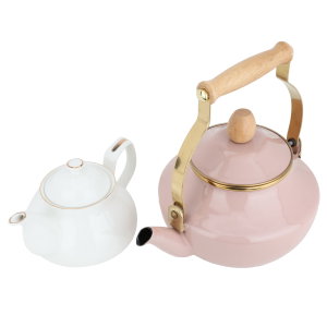 Al Saif Gallery Steel Teapot Set, 2/0.75 Liter, 2 Pieces - White Pink product image 2