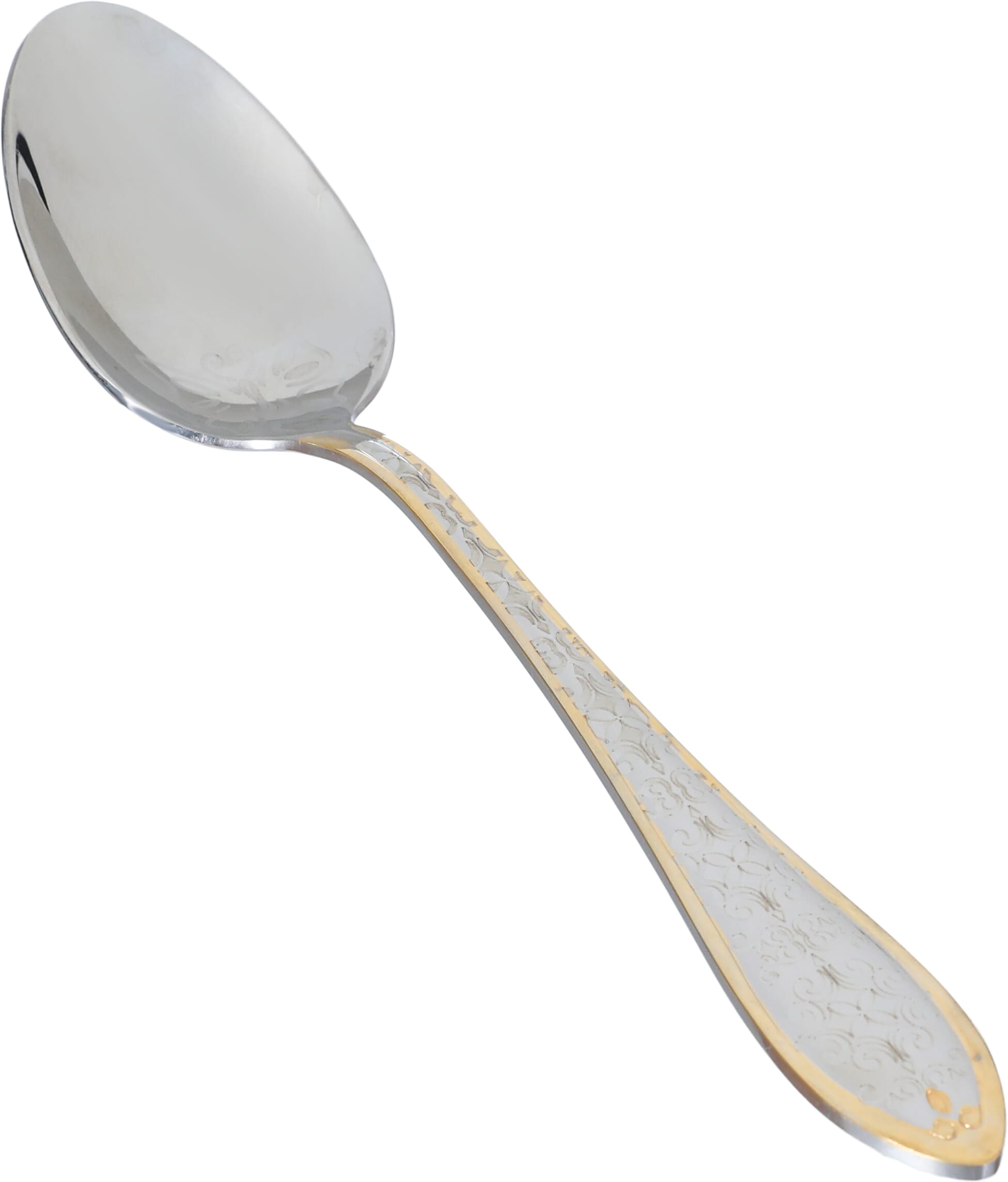 Al Saif Gallery steel spoon set, engraved, stand, 30 pieces - gold product image 6