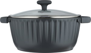 قدر طهي تيفال روبوست، 24 سم، عميق، مسكتي يد، غطاء زجاج - رمادي غامق product image