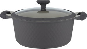 طقم قدور داي كاست الومنيوم روبوست، 7 قطع، غطاء زجاج، يد سيليكون - رمادي غامق product image 2