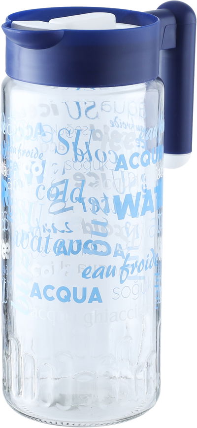 Hervin Glass Jug, 1.46 L, Blue Embossed - Clear Blue product image 2