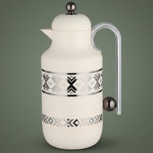 Al Saif Gallery Kkozami Thermos, 1 Liter, Glass Interior, Transparent Handle, Push-Button Lid - Cream Silver product image