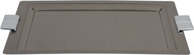 Al Saif Gallery Steel Serving Tray, 43x27.8x1.6 cm - Glossy Black Silver product image 2