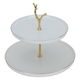 Al Saif Gallery porcelain dessert serving stand, 37x15x4 cm, 2 levels - white product image 2