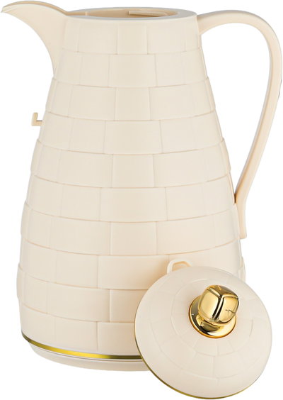 LALOZA Thermos Set, 2 Pieces, 1/1 L Each, Glass Inner Liner, Push Lid - Cream & Gold product image 6