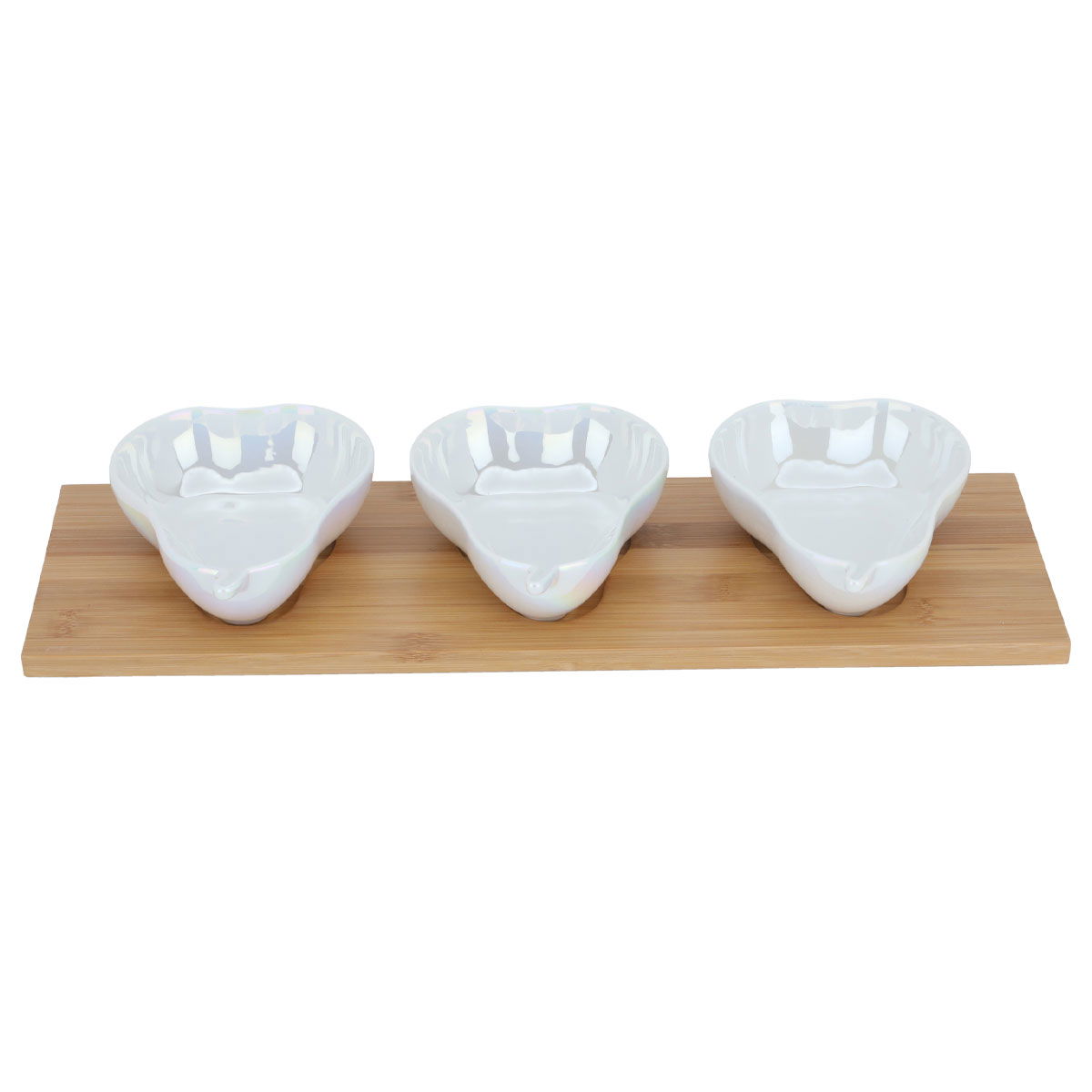 Al Saif Gallery porcelain bowls set, 4 pieces, fruit shape, wooden plate - white product image 1