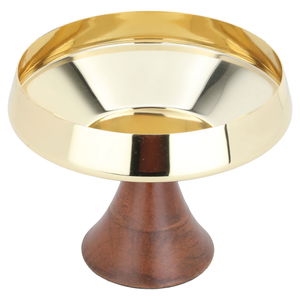 Al Saif Gallery Steel Serving Plate, Large, Wooden Base - Gold product image