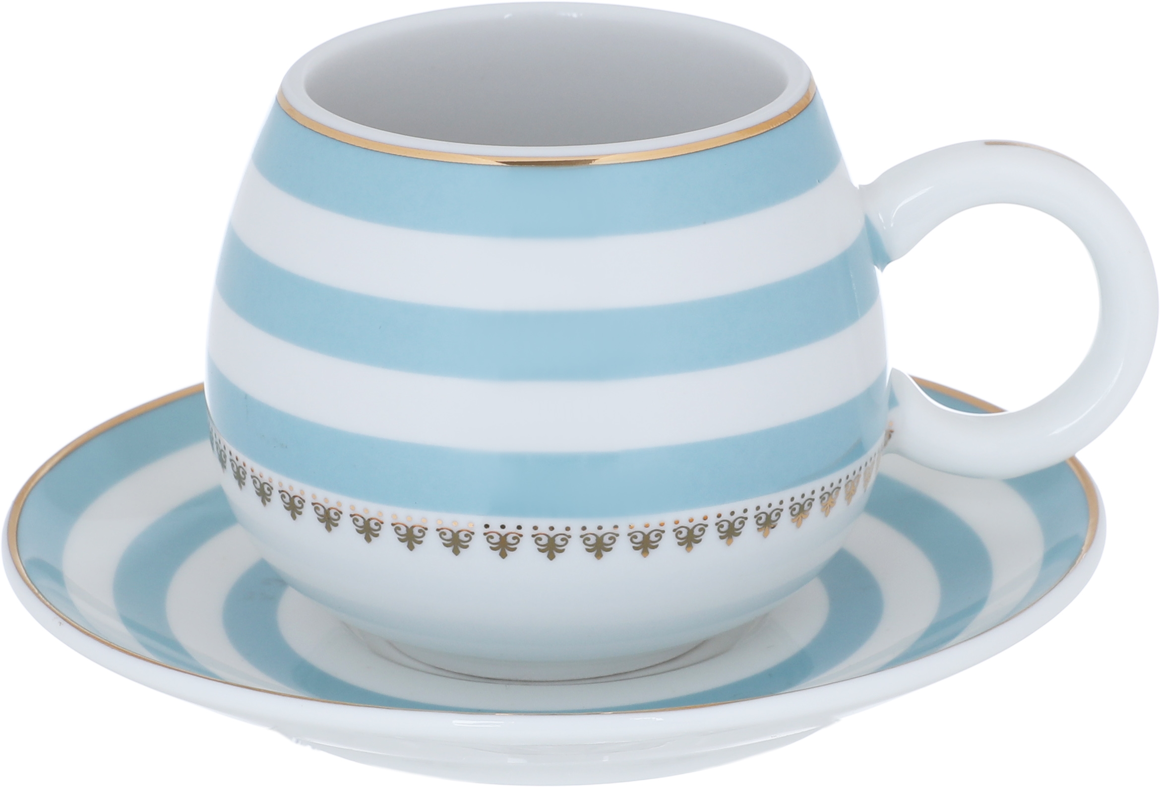 Al Saif Gallery Porcelain Coffee Cups and Saucers Set, 12 Pieces - Light Blue product image 2