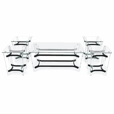 طقم طاولات زجاج و ستيل و اكرليك، 5 قطع - شفاف اسود product image 4