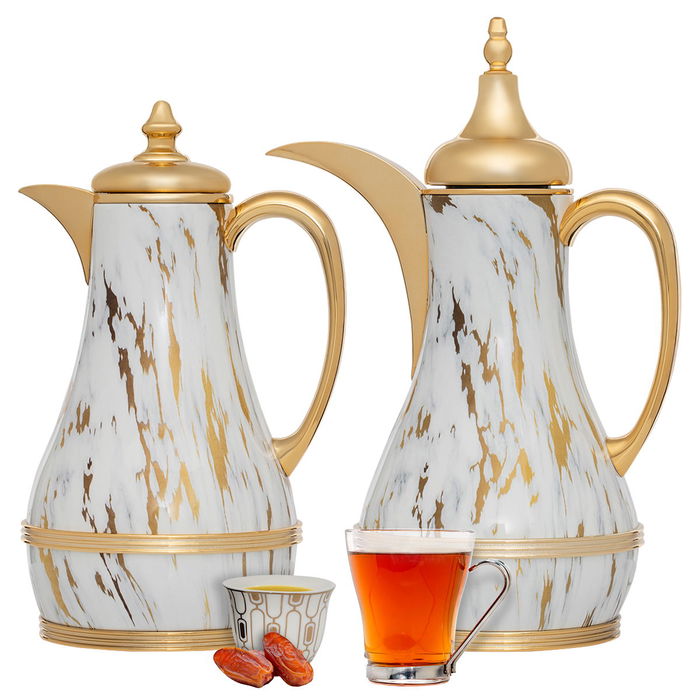 طقم ترامس استيل السيف غاليري(جود)، 1 لتر - 0.75 لتر، 2 قطعة - أبيض رخامي product image 1