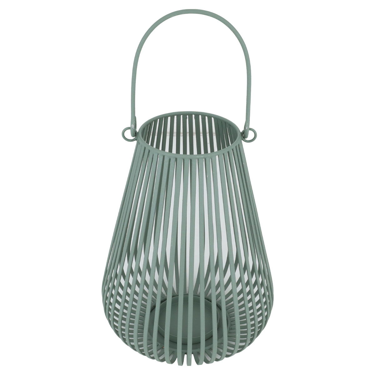 حامل شموع حديد مطلي السيف غاليري، 21x12x30 سم، شكل قفص طيور، بيد - أخضر فاتح product image