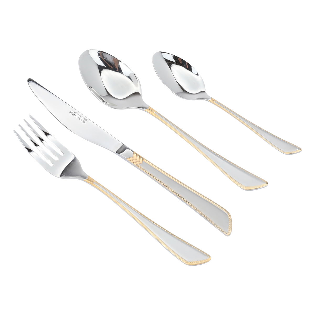 طقم ملاعق استيل السيف غاليري، 24 قطعة، نقش ذهبي - فضي product image 1