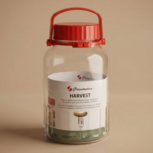 برطمان زجاج باشاباتشي، 3 لتر، غطاء احمر - شفاف product image