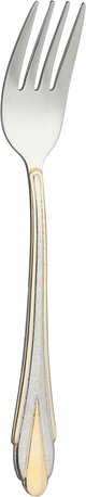 Al Saif Gallery Stainless Steel Dessert Fork Set, 6 Pieces, Engraved - Silver Gold product image 2