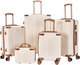 طقم شنط سفر ABS ليمرا، 5 مقاسات، 4 عجلات، زاويه 360 درجة، LMA-1759 - بيج ذهبي product image 1