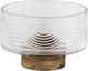 Al Saif Gallery Glass Serving Bowl, 14x14x9 cm, Wooden Base - Wooden Glass product image 1
