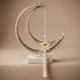 Al Saif Gallery Stainless Steel Ramadan Decor Stand, 37x7x40 cm, Wicker Crescent Shape, Lighted Base - White Beige product image 1