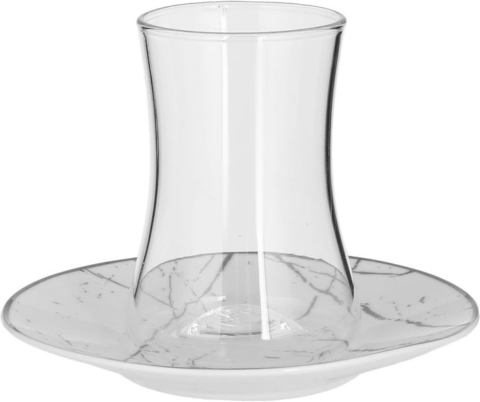 طقم بيالات شاي زجاج السيف غاليري، 12 قطعة - فضي product image 2