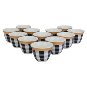 فناجين قهوة عربية السيف غاليري، بخط ذهبي، 12 قطعة - أبيض product image