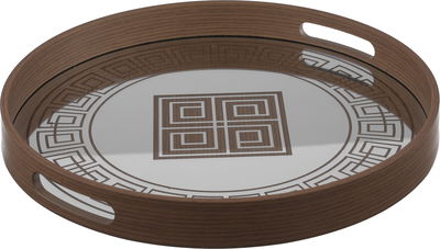Al Saif Gallery Wooden Tray Set, Round, 2 Pieces - Brown product image 3