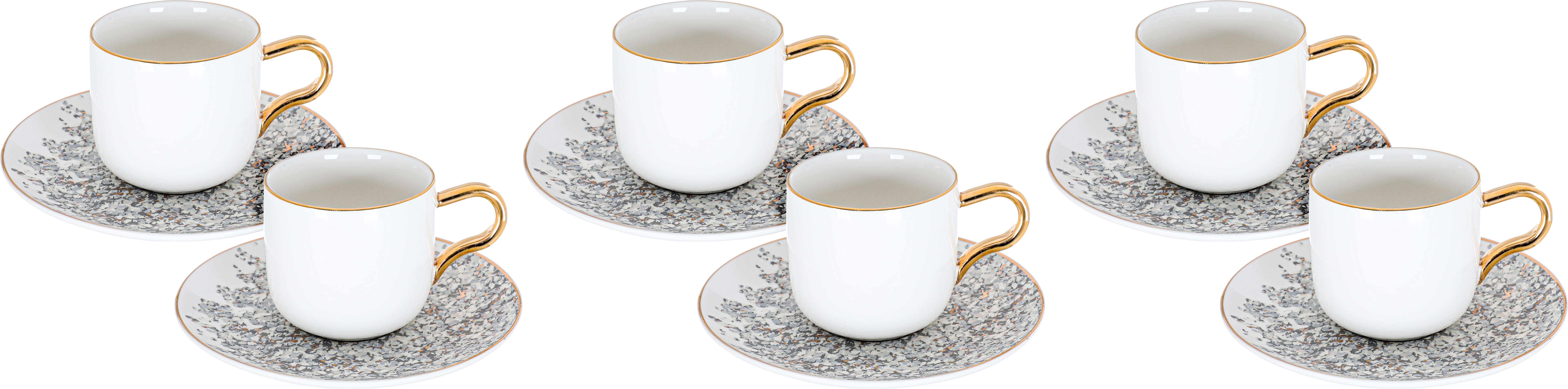 Al Saif Gallery Porcelain Coffee Cups Saucer Set, 12 Pieces, 90 Ml - White product image