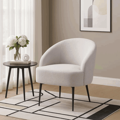 كرسي مودرن معدن، 85×80×75 سم، قماش بوكليه - رمادي product image 3