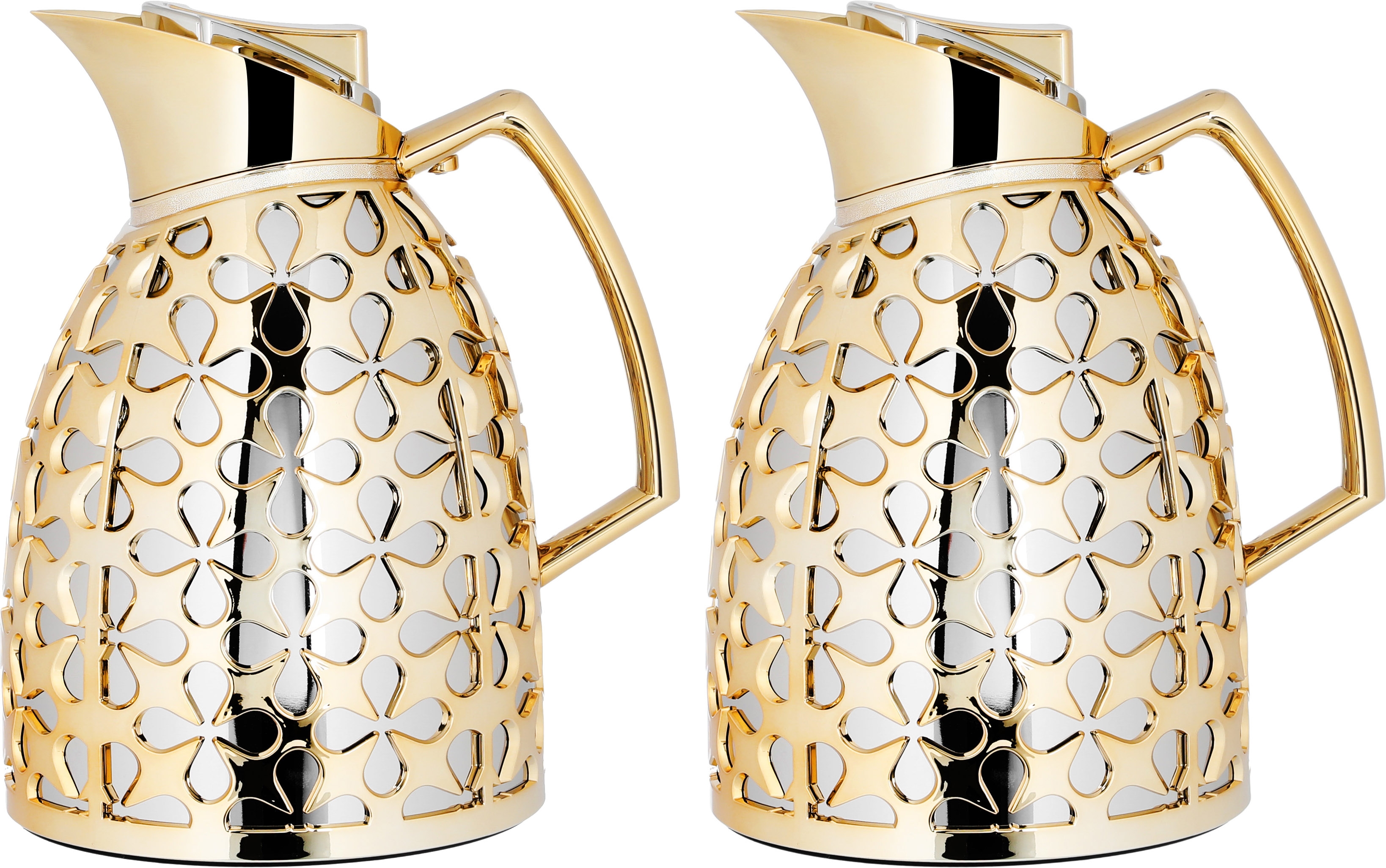 Al Saif Gallery Andalusia thermos set, 0.75/1 liter, glass inner container, plastic outer shell - silver and gold product image
