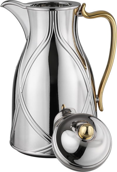 طقم ترامس طيف السيف غاليري، 0.7 / 1 لتر، 2 قطعة، خامة داخلية زجاج، يد ذهبي، غطاء ضغاط - فضي ذهبي product image 9