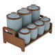 Al Saif Gallery porcelain spice box set, 7 pieces, wooden stand - cyan product image 2