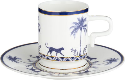 Al Saif Gallery Turkish Porcelain Coffee Cup Set, 14cm, 12 Pieces, Saucers - White/Blue product image 2