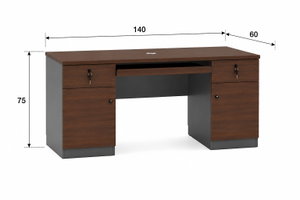 مكتب إداري خشب MDF، 140x60x75 سم - بني غامق رمادي product image 2