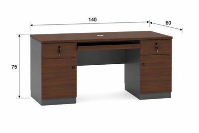 مكتب إداري خشب MDF، 140x60x75 سم - بني غامق رمادي product image 2