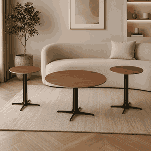 طقم طاولات سيراميك و معدن، 3 قطع - اسود بني product image