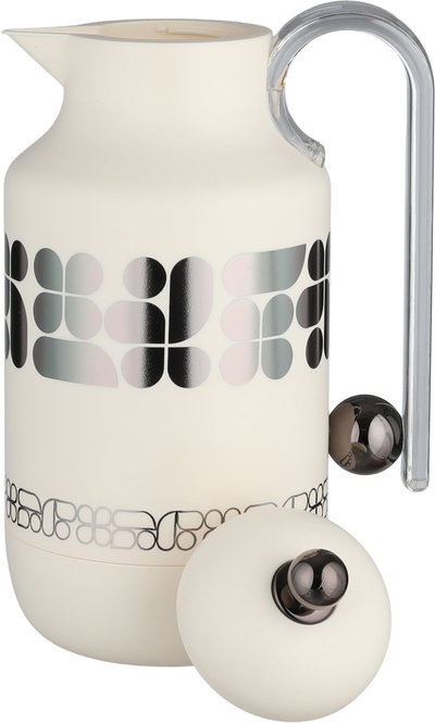 Al Saif Gallery Kkozami Thermos, 1 Liter, Glass Interior, Transparent Handle, Push-Button Lid - Cream Black product image 5