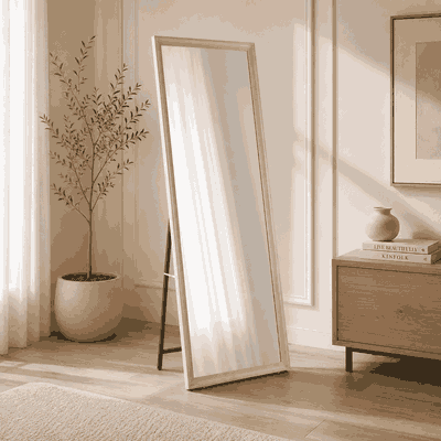 مراية ستاند زجاج، 180×70 سم، ستاند معدن - خشبي product image 1