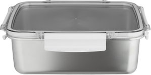 علبة تخزين ستانلس استيل الصحاح، 23x19x8.5 سم، غطاء بلاستيك، قفل - فضي شفاف product image 2