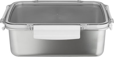 علبة تخزين ستانلس استيل الصحاح، 23x19x8.5 سم، غطاء بلاستيك، قفل - فضي شفاف product image 2