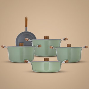 طقم قدور طهي سيراميك تورنادو، 9 قطع - اخضر product image