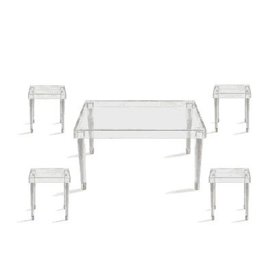 طقم طاولات اكريلك و زجاج، 5 قطع - شفاف product image 3