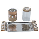 Al Saif Gallery Steel Incense Burner Set, 29.5 x 14 x 11.5 cm, Incense Box with Tofaria, 3 Pieces - Brown product image 1
