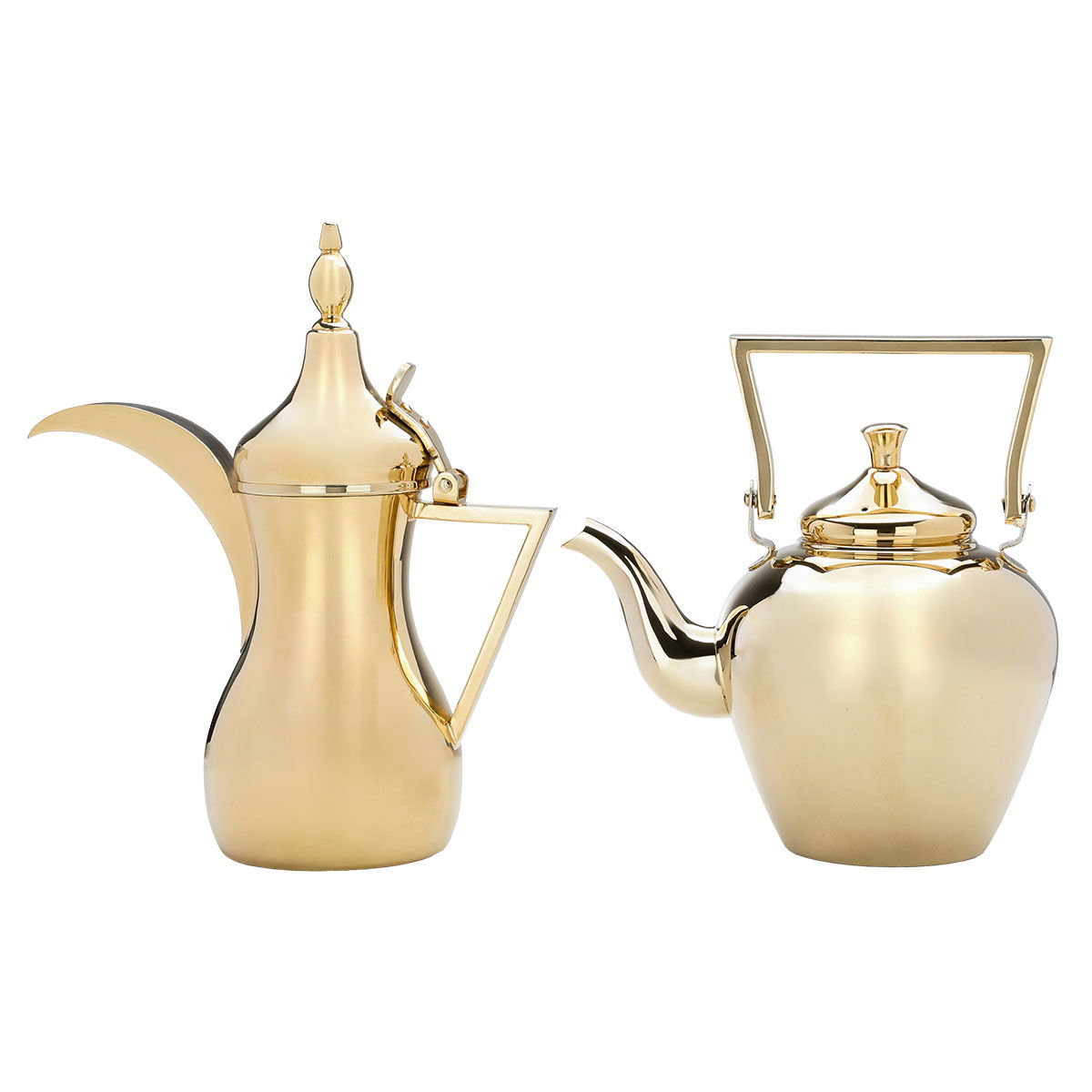 Sulaiman Steel Al Saif Gallery Dallah and kettle Set, 2/1.41 litres, 2 pieces - Gold product image