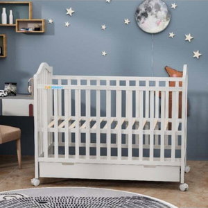 سرير اطفال خشب الصنوبر فان مومنت، 120×60 سم، مزود بدرج تخزين - ابيض product image