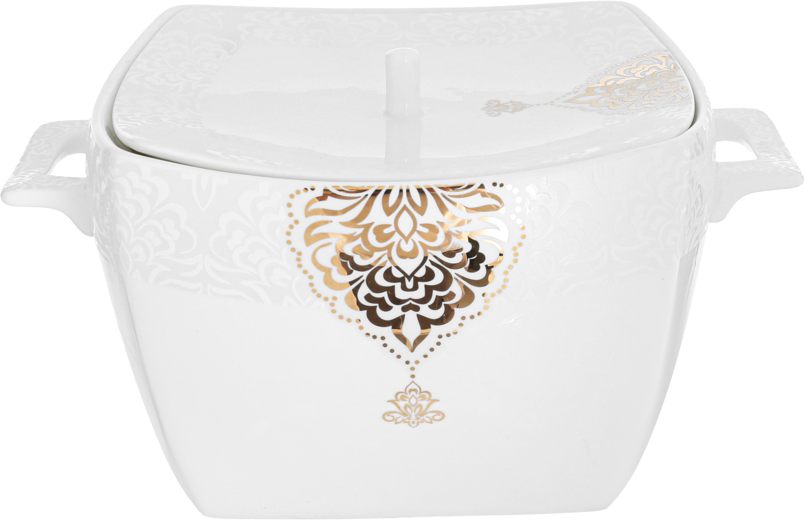 طقم سفرة بورسلان دانيا، 77 قطعة - ابيض ذهبي product image 2