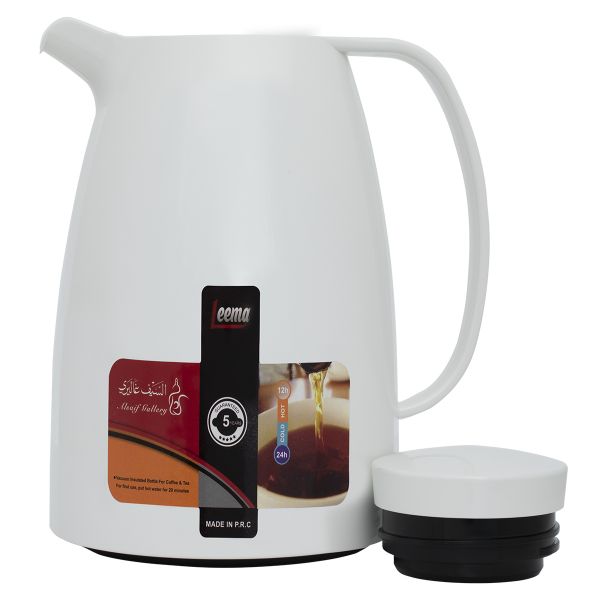 Al Saif Gallery Lima thermos, 1 liter, thermal glass inner container, plastic outer shell - white product image 2