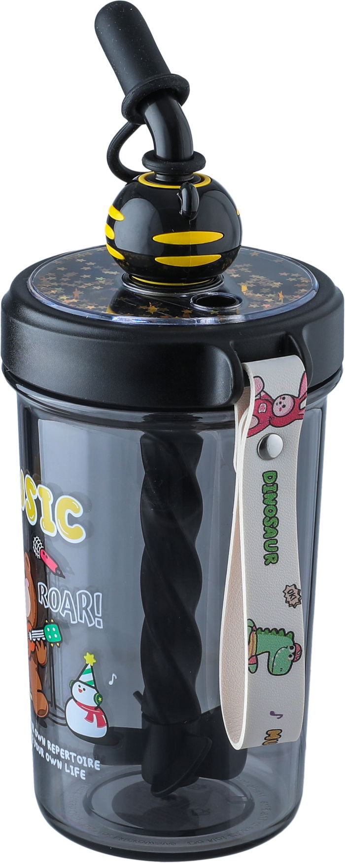 مطارة بلاستيك للاطفال مع مصاص سيفسو، 500 مل - اسود product image 3