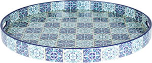 Al Saif Gallery wooden serving tofir, 23 x 2 cm, round - blue product image