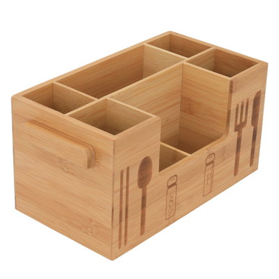 ستاند ملاعق خشب خيزران السيف غاليري، 28x16x15 سم، مقسم 7 خانة - بني product image 3