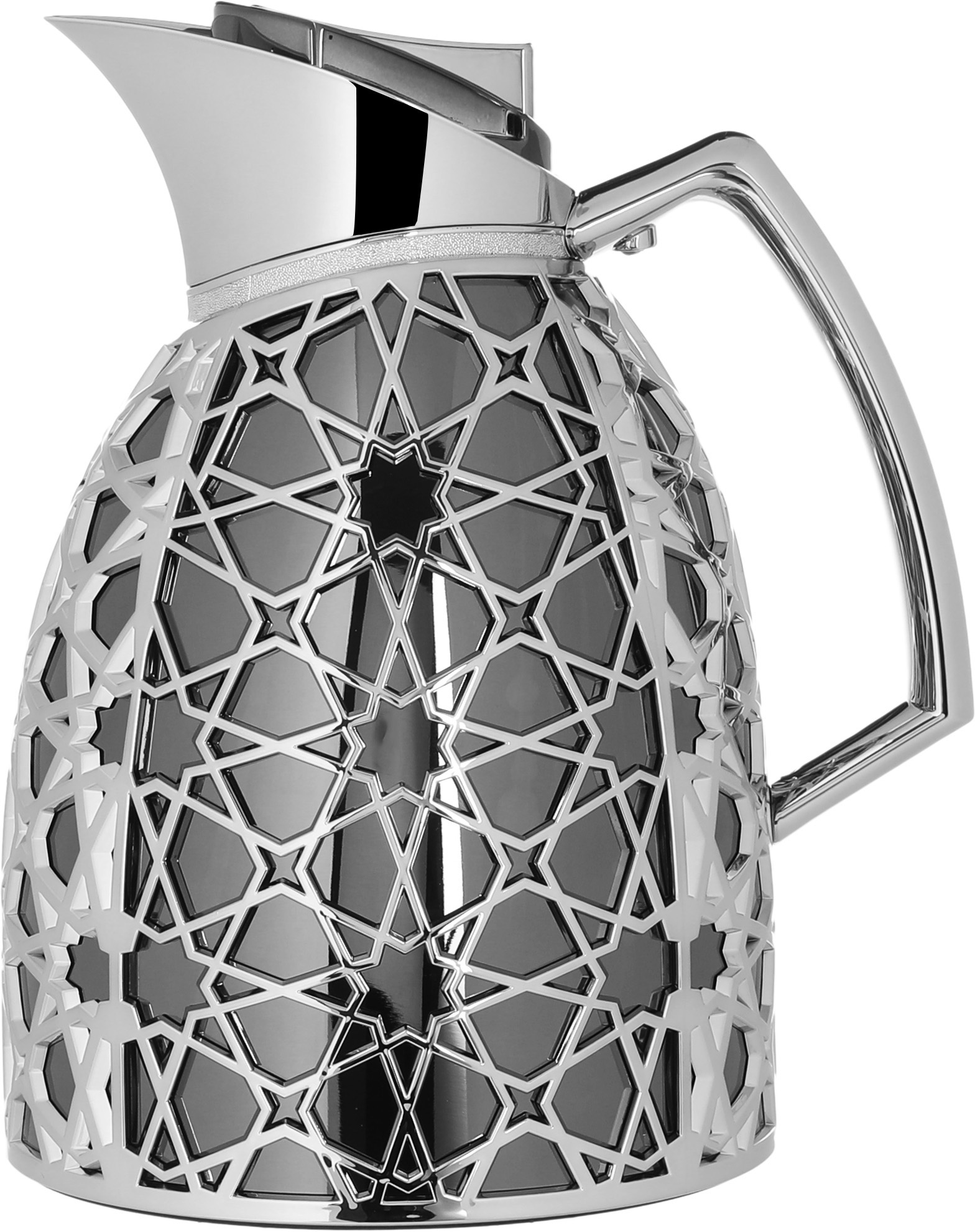Al Saif Gallery Andalusia thermos set, 0.75/1 liter, Islamic inscription, glass inner shell, plastic outer shell - black and silver product image 2